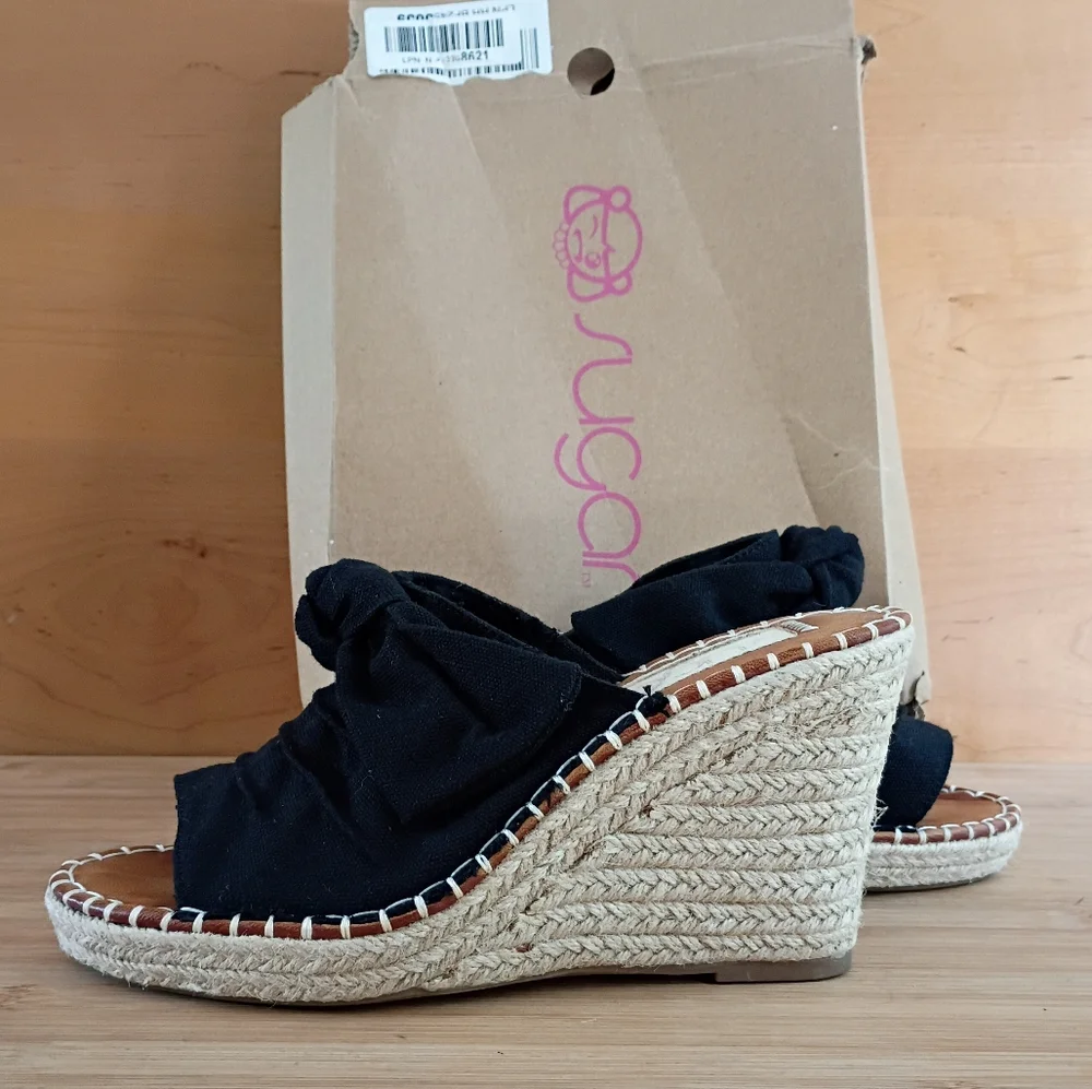 Sugar womens hundreds black canvas plataform sandals shoes NWT | size 7.5 - Picture 3 of 10